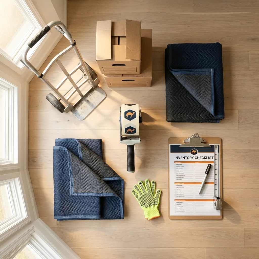 Professional moving supplies and packing materials layout for Suamico residential relocations